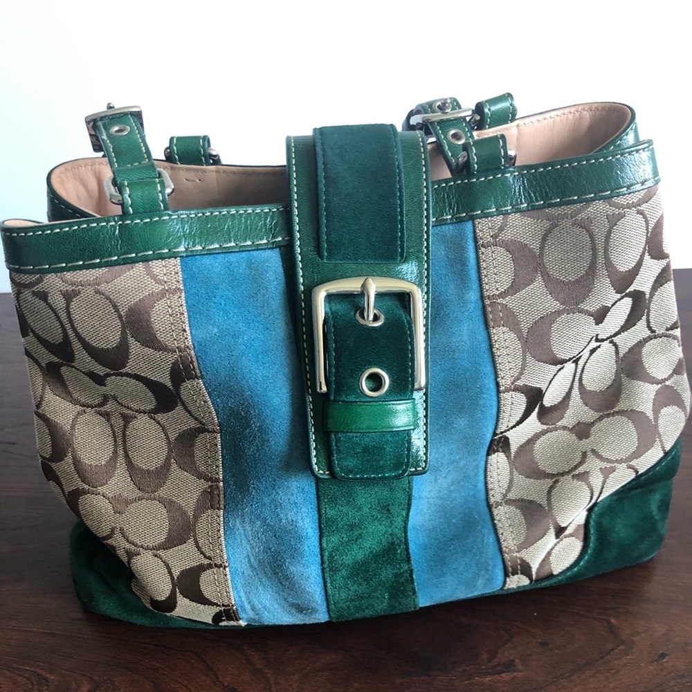 Coach suede trim color block bag *Authentic*